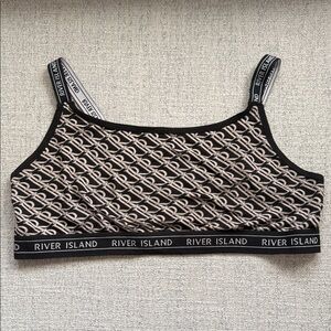 River Island Monogram Black and Beige Bralette